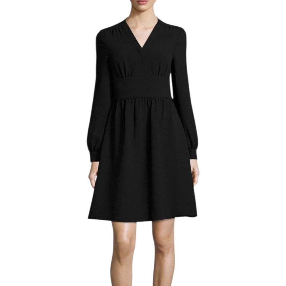 Kate Spade Black Long Sleeve Tie Back V Neck Mini Dress 2